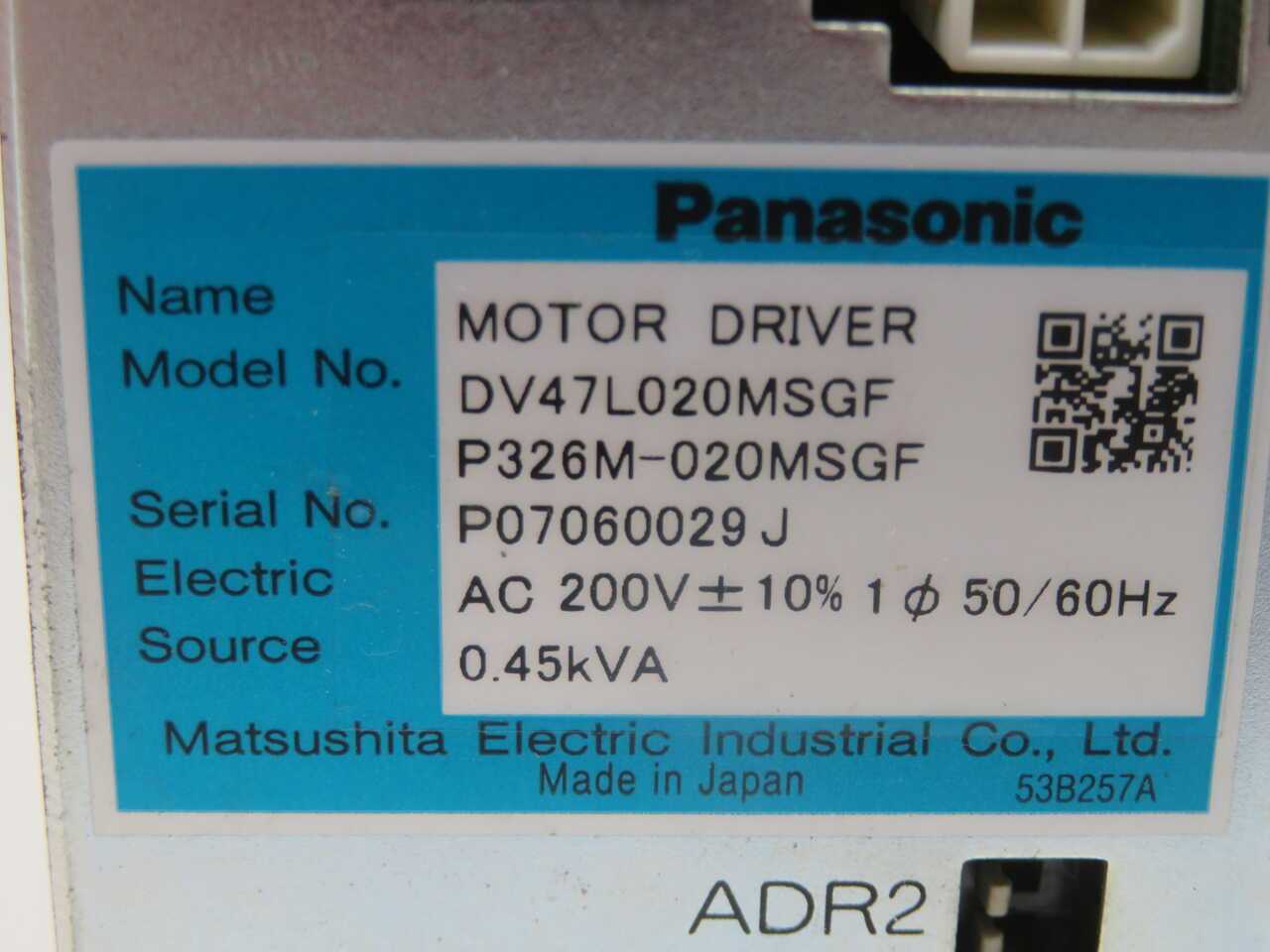 Panasonic DV47L020MSGF Servo Motor Driver P326M-020MSGF T270470 - SERVO