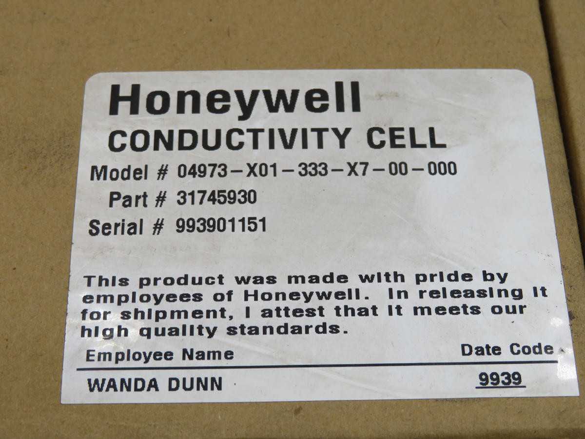 HONEYWELL 04973-X01-333-X7-00-000 31745930 CELL CONDUCTIVITY SENSOR T213903 - PH & ORP MEASUREMENT