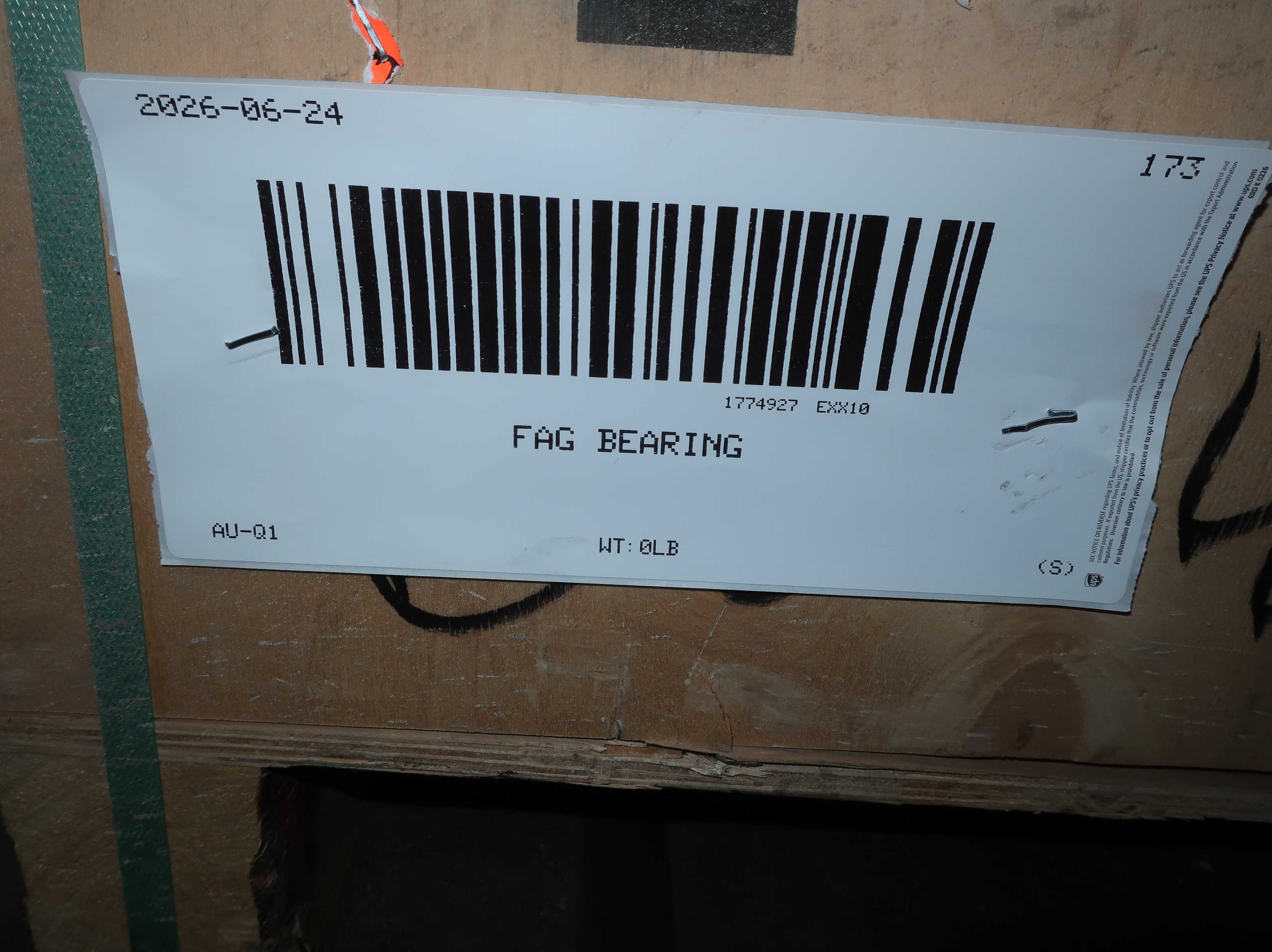 SKU 1774927 - FAG BEARING - BEARINGS