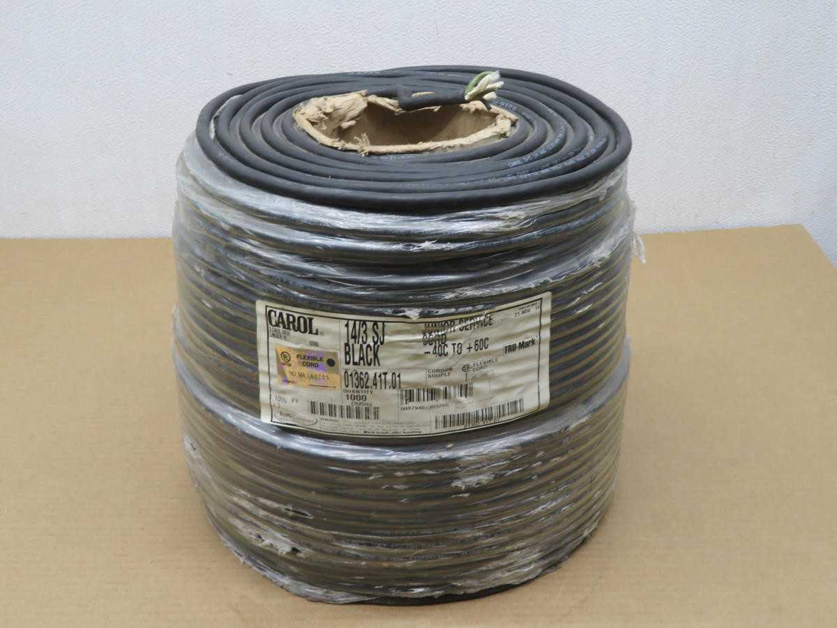 Lot Of 1000 Ft Carol 01362.41T.01 Junior Service Cord 14/3 SJ Black T216685 - CORDSET CABLES