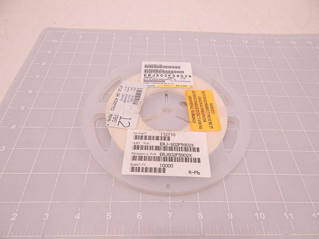 LOT OF 10000 PANASONIC ERJS02F5902X THICK FILM RESISTORS SMD 0402 59KOHMS 1% ANTI-SULFUR T78444 - ELECTRICAL COMPONENTS