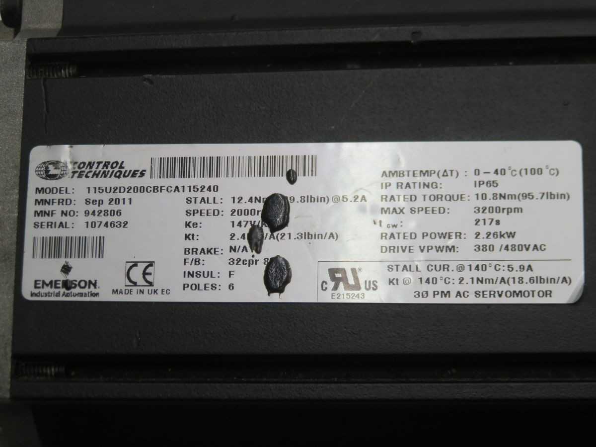 EMERSON 115U2D200CBFCA115240 SERVO MOTOR T261064 - SERVO