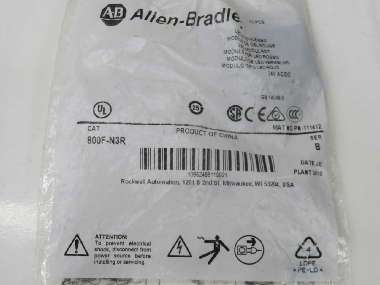 LOT OF 20 ALLEN BRADLEY 800F-N3R INTEGRATED LED LAMP MODULE T271132 - TERMINAL BLOCKS