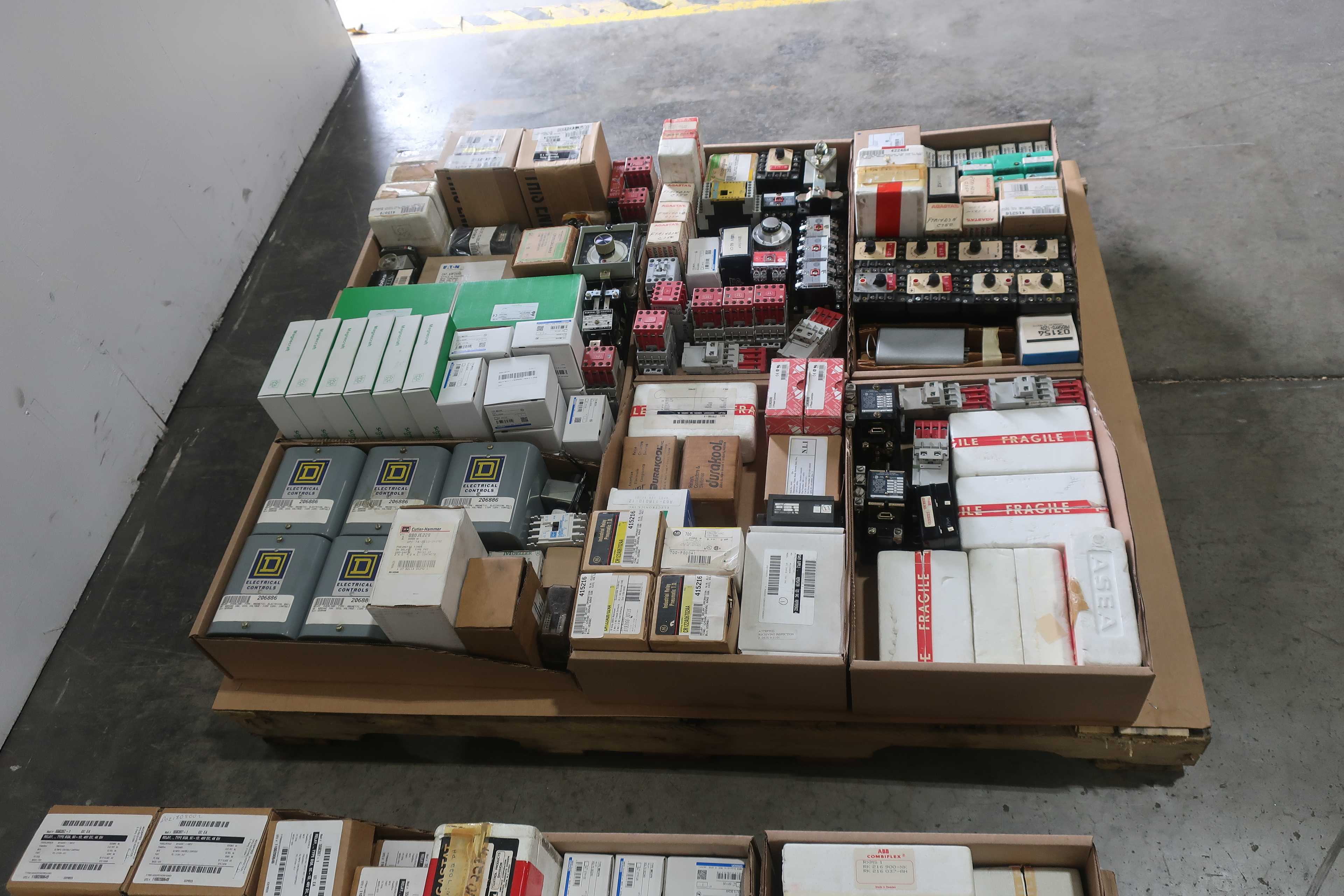 SKU 1763111 - 2 PALLETS OF ASSORTED RELAYS, COUNTERS, AND TIMERS - ELECTRICAL RELAYS