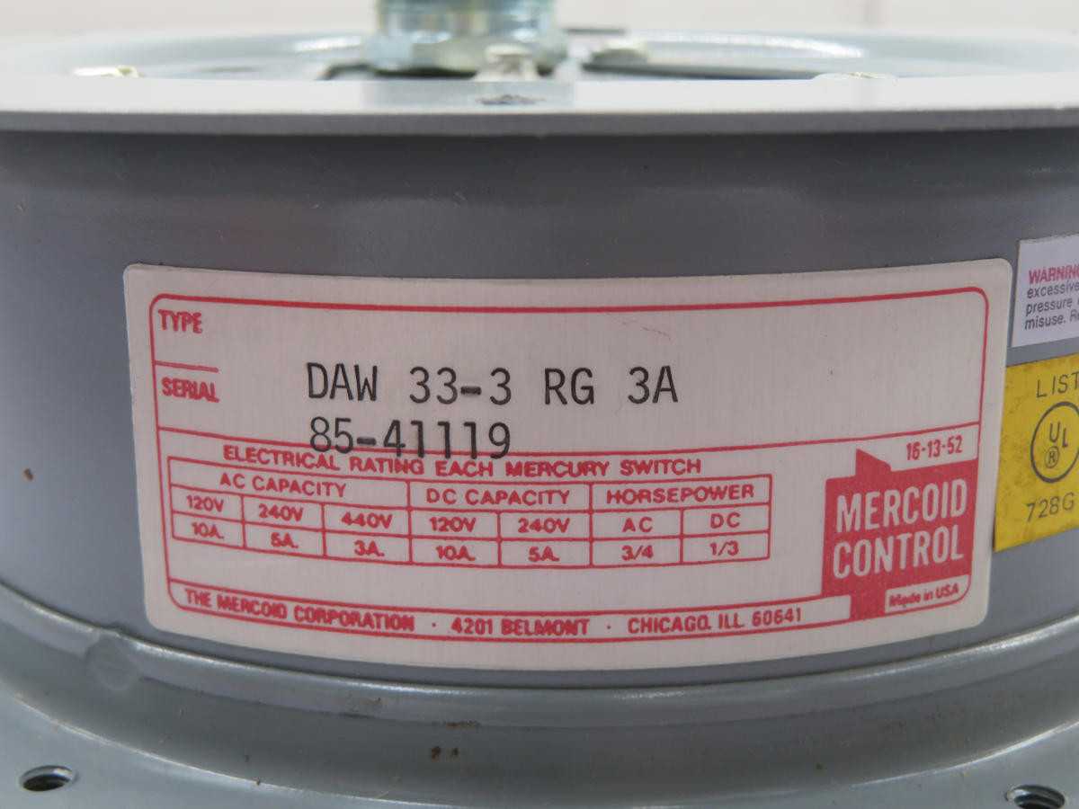 MERCOID DAW 33-3-3A SERIES DA BOURBON TUBE PRESSURE SWITCH T223824 - SWITCHES