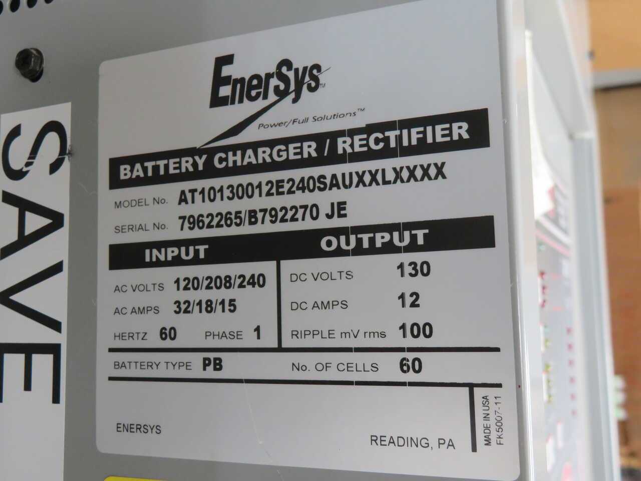 ENERSYS AT10130012E240SAUXXLXXXX BATTERY CHARGER T272313 - BATTERY CHARGERS