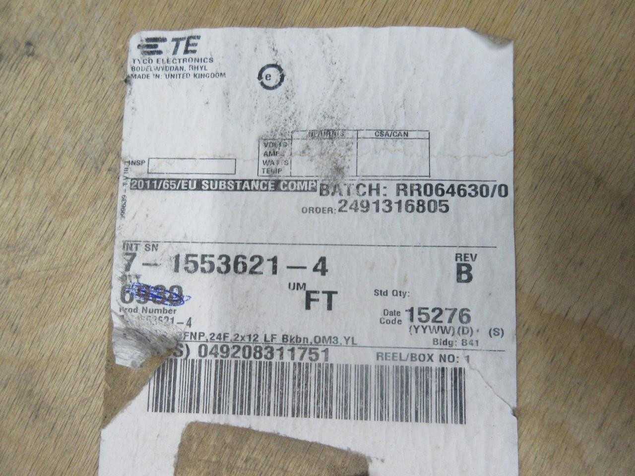 TE CONNECTIVITY 3037416 TYPE OFNP 7-1553621-4 REV B 6882 FT MULTI MODE FIBER OPTIC CABLE 24 FIBER T1 - FIBER OPTIC CABLE