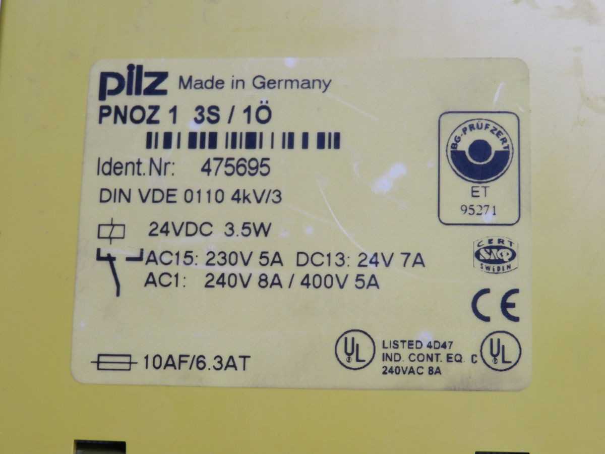 PILZ PNOZ 1 3S/10 SAFETY RELAY T253453 - SWITCHES