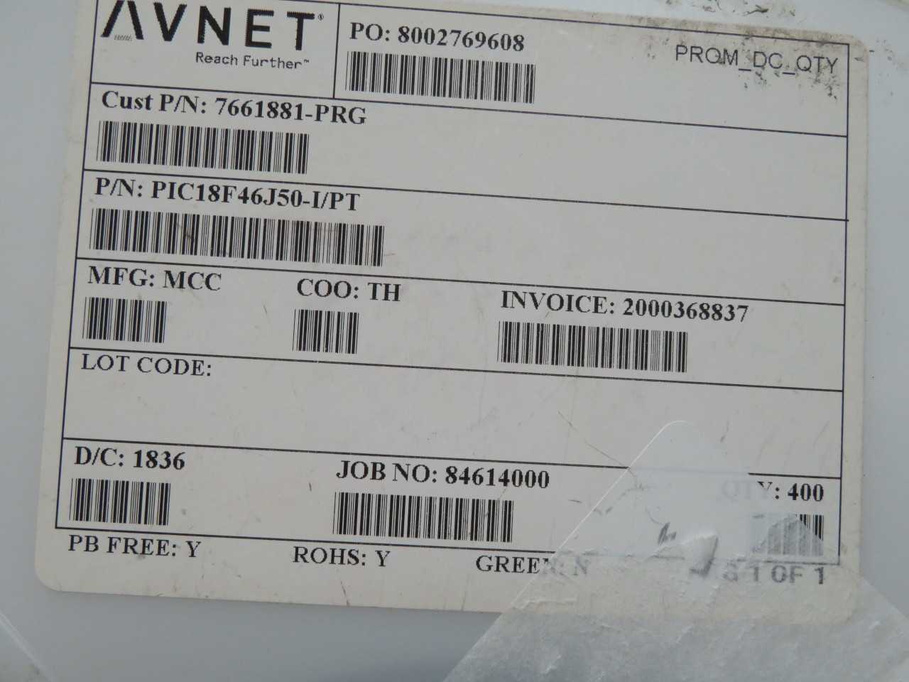LOT OF 105 ATMEL PIC18F46J50-I/PT MICROCONTROLLER MCU-8-BIT 44 PIN T189853 - ELECTRONIC COMPONENTS