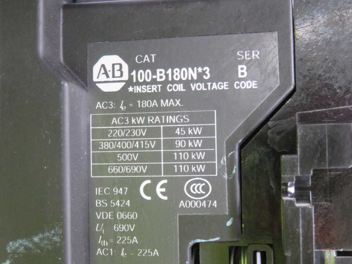 ALLEN BRADLEY 100-B180N*3 MOTOR STARTER CONTACTOR T220685 - CONTACTORS