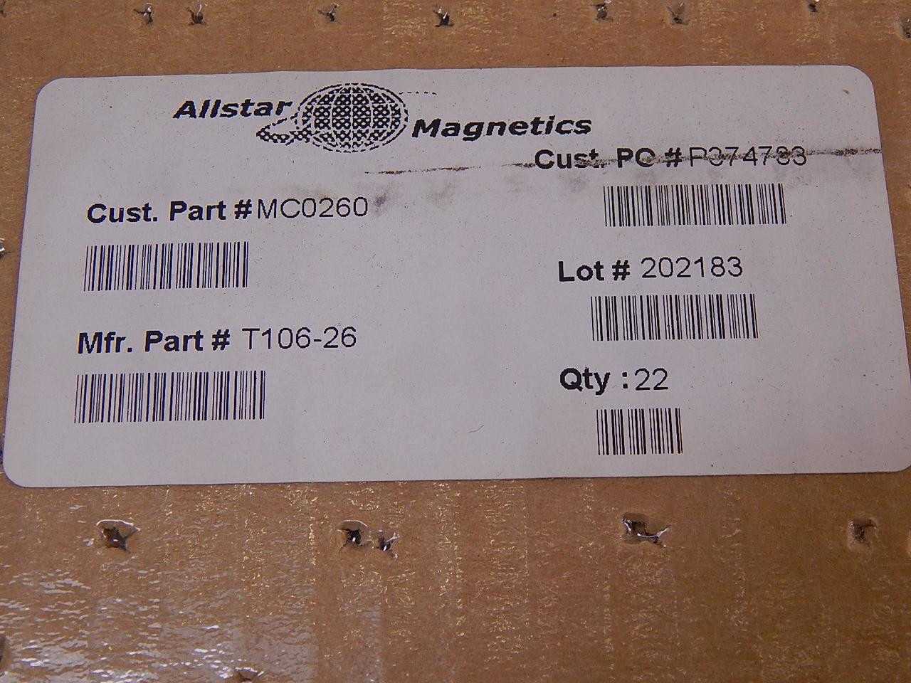 LOT OF 160 ALLSTAR MAGNETICS MC0260 T106-26 POWER TOROIDAL CORES FERRITES T99158 - POWER TRANSMISSION