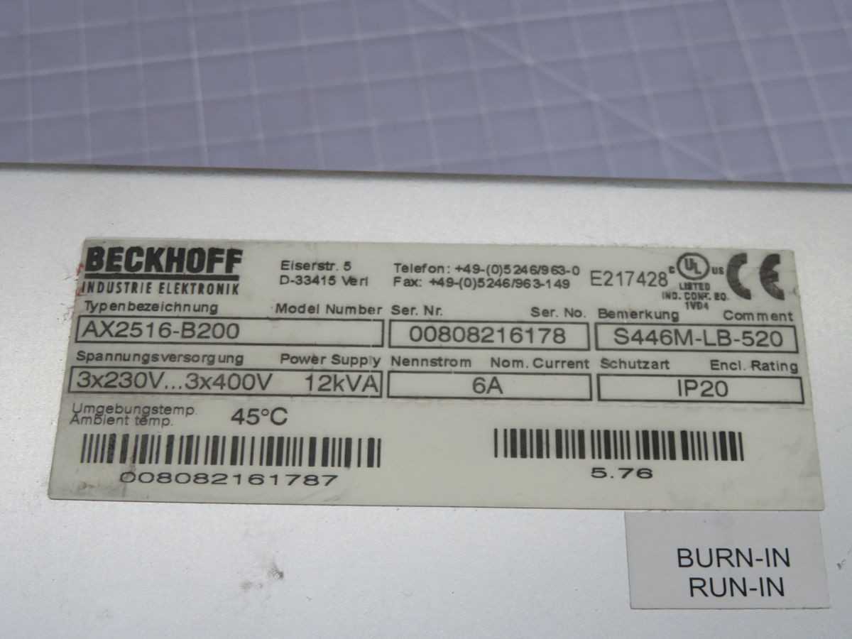 Beckhoff AX2516-B200 Servo Drive T250667 - High Performance Automation Solution - INDUSTRIAL PARTS