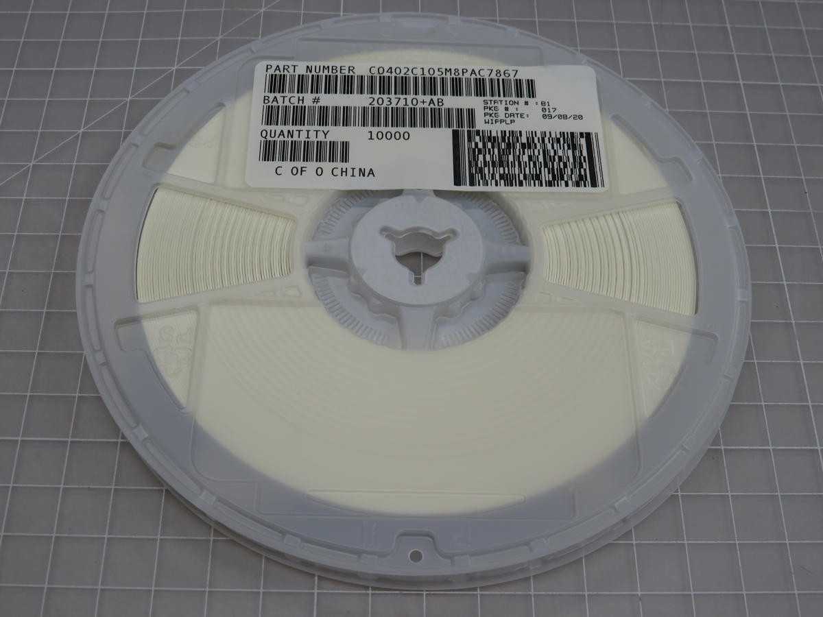 LOT OF 10000 KEMET C0402C105M8PAC7867 CERAMIC CAPACITOR T204982 - ELECTRICAL COMPONENTS
