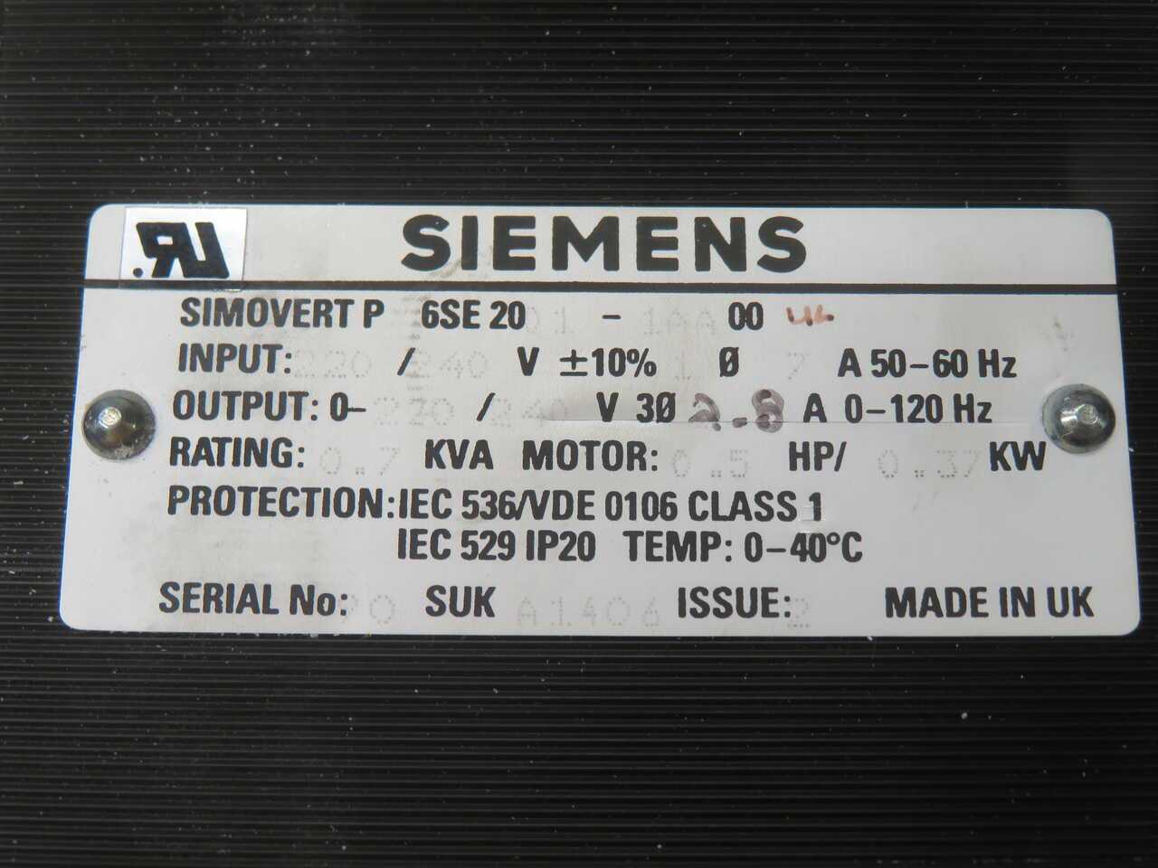 SIEMENS 6SE 2001-1AA00 SIMOVERT SERVO DRIVE T272371 - SERVO MOTORS