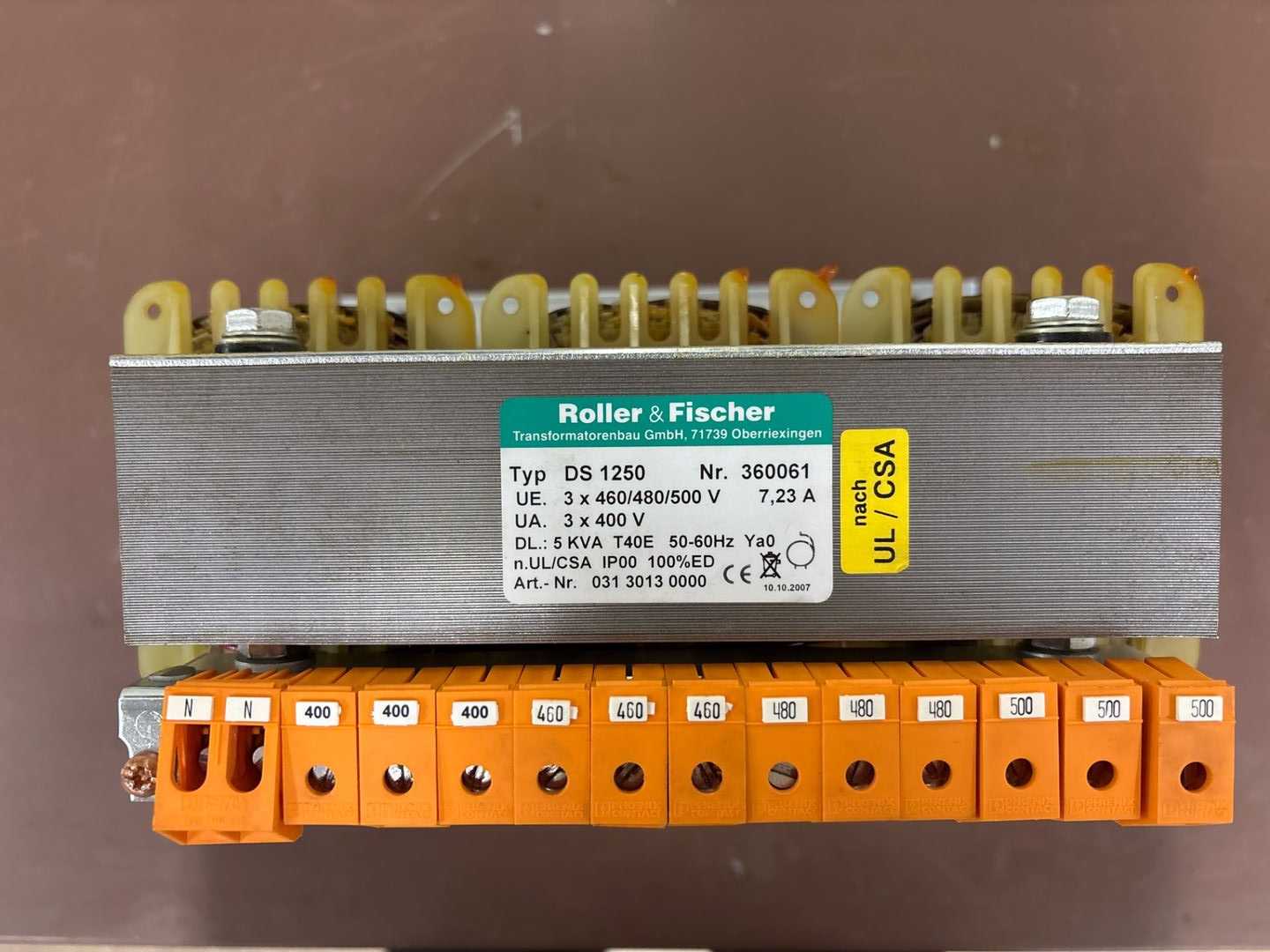 2007 ROLLER & FISCHER DS1250 CONTROL TRANSFORMER - CONTROL TRANSFORMERS