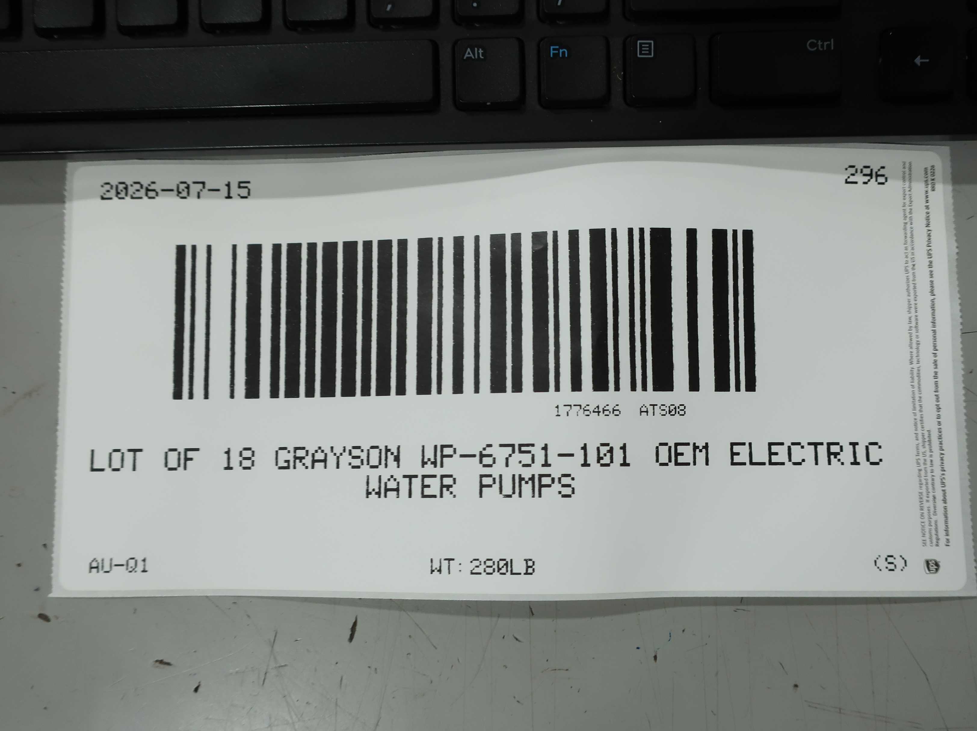 SKU 1776466 - LOT OF 18 GRAYSON WP-6751-101 OEM ELECTRIC WATER PUMPS - PUMPS