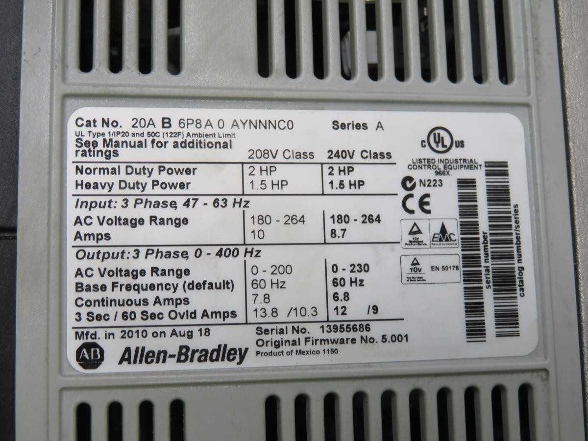 ALLEN BRADLEY 20A B 6P8A 0 AYNNNCO DRIVE T217645 - AC VFD DRIVES