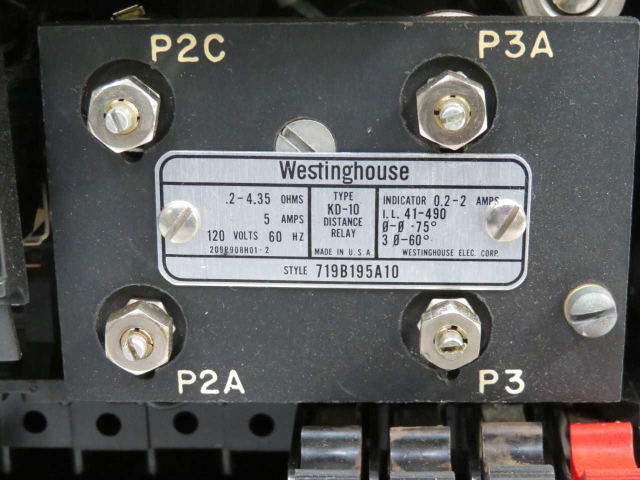 WESTINGHOUSE 719B195A10 KD-10 DISTANCE RELAY T186589 - PROTECTION RELAY