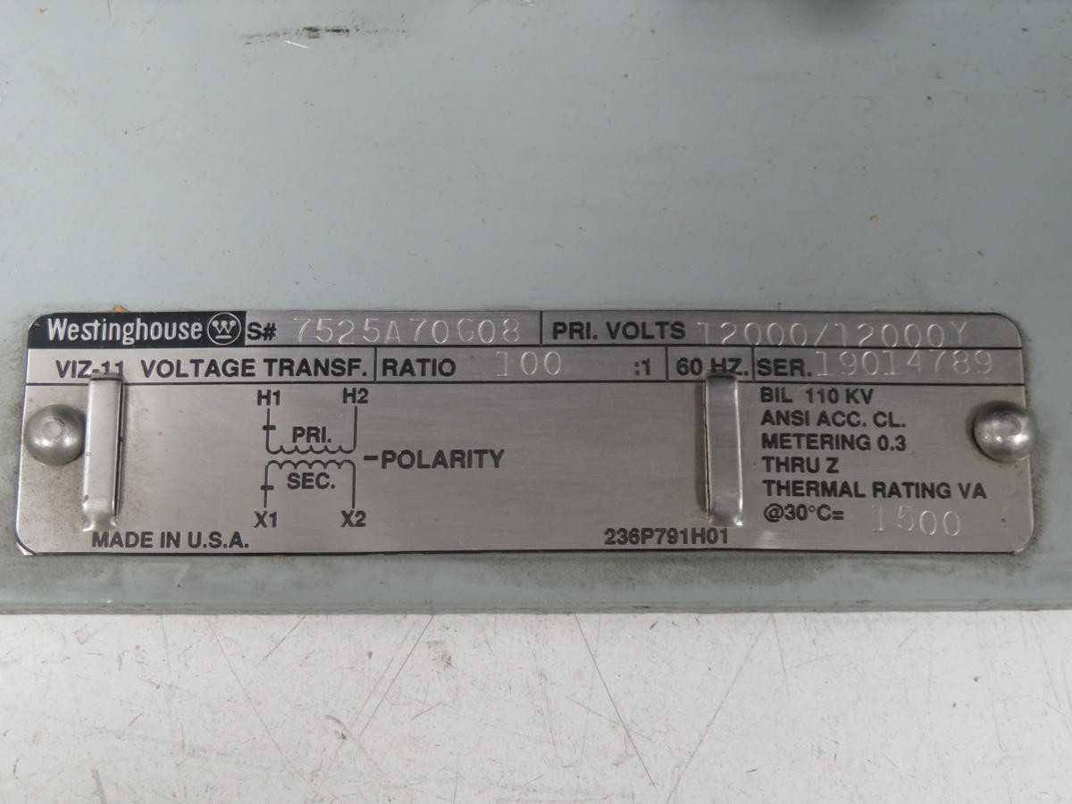 WESTINGHOUSE 7525A70G08 TRANSFORMER 100:1 T202359 - CONVERTERS