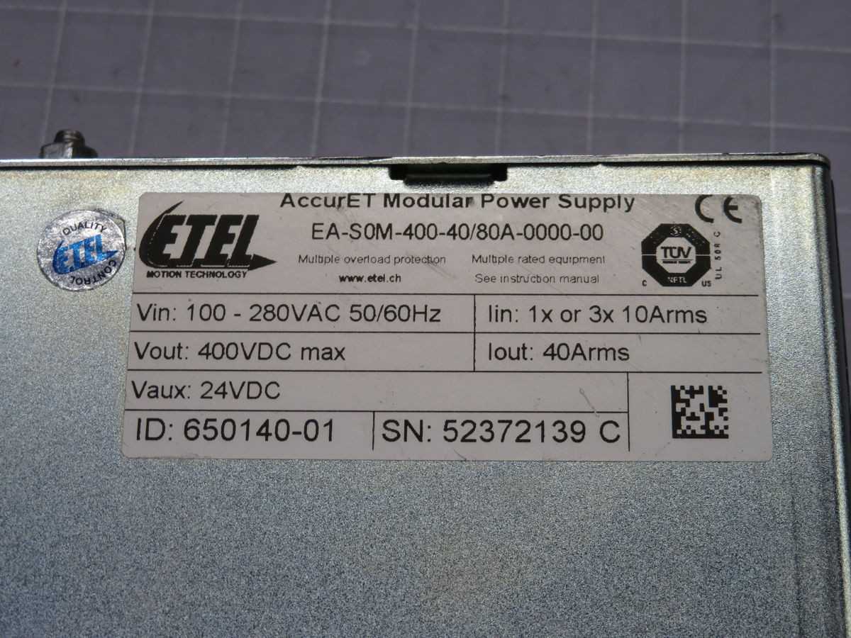ETEL EA-SOM-400-40/80A Modular Power Supply - ACCURET T256217 - UPS