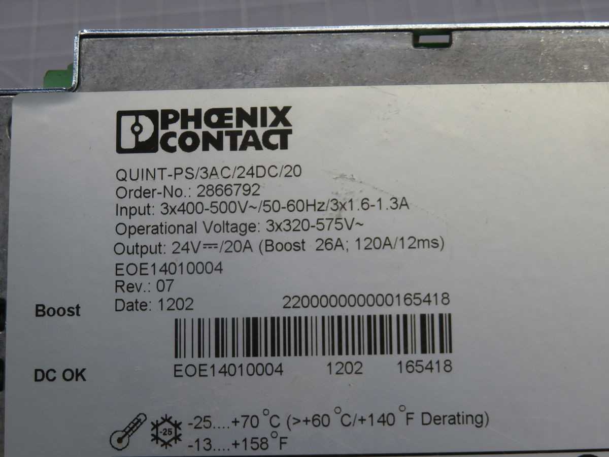 Phoenix Contact Quint-PS/3AC/24DC/20 Power Supply T245877 - POWER SUPPLIES