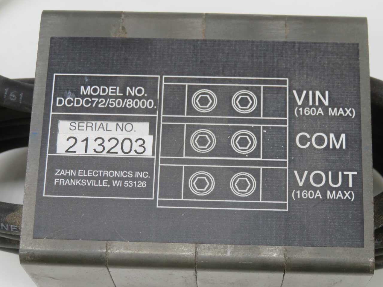 ZAHN ELECTRONICS DCDC72/50/8000 STEP DOWN CONVERTER T270563 - CONVERTERS