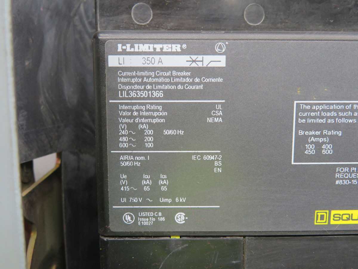 SQUARE D LIL363501366 I LIMITER CIRCUIT BREAKER T249801 - CIRCUIT BREAKERS