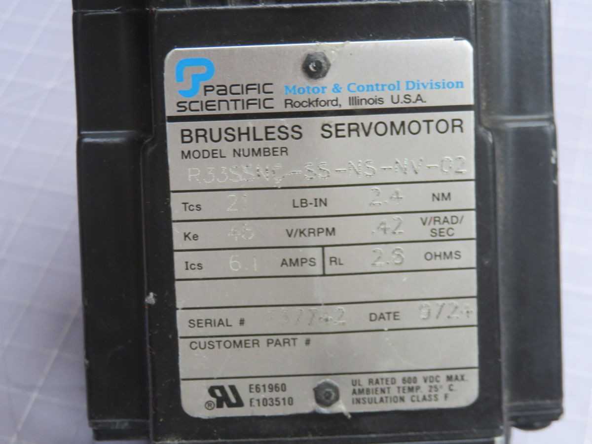 PACIFIC SCIENTIFIC R33SSNC-SS-NS-NV-02 SERVO MOTOR T250390 - SERVO MOTORS