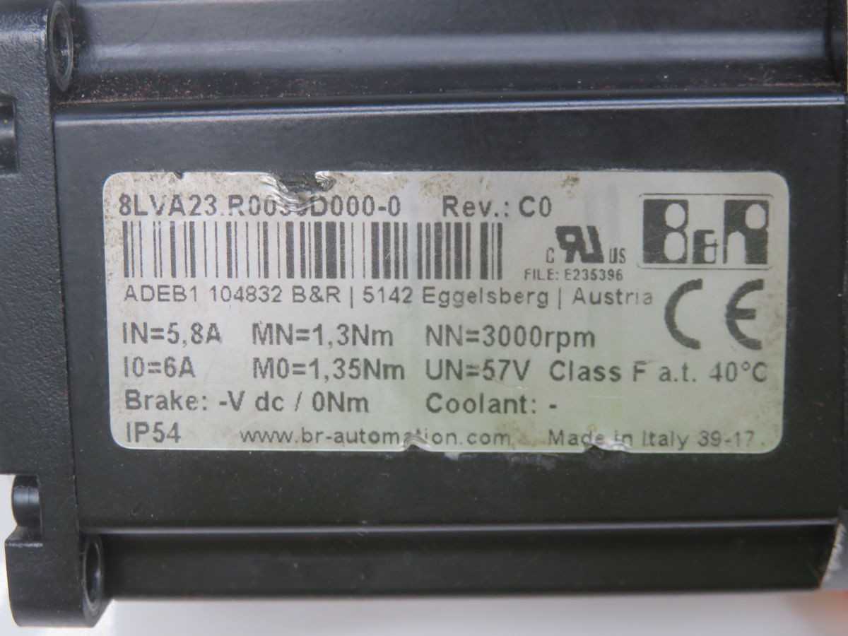 B&R 8LVA23.R0030D000-0 AC SERVO MOTOR T260497 - INDUSTRIAL PARTS