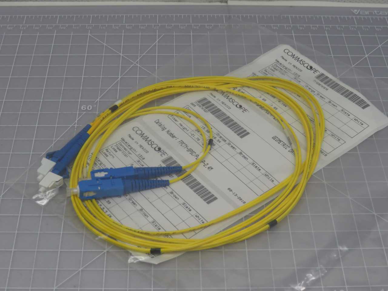 LOT OF 18 COMMSCOPE FPCTY-SPSC/PLC-P-2.4M YELLOW SINGLEMODE FIBER PATCH CABLE T167934 - FIBER OPTIC CABLE