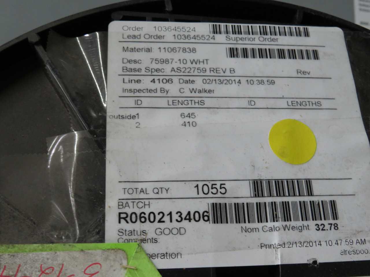 NEXANS M22759/87-10-9 75987-10 WHT MIL SPEC WIRE 1000 FT T190524 - ELECTRICAL WIRE