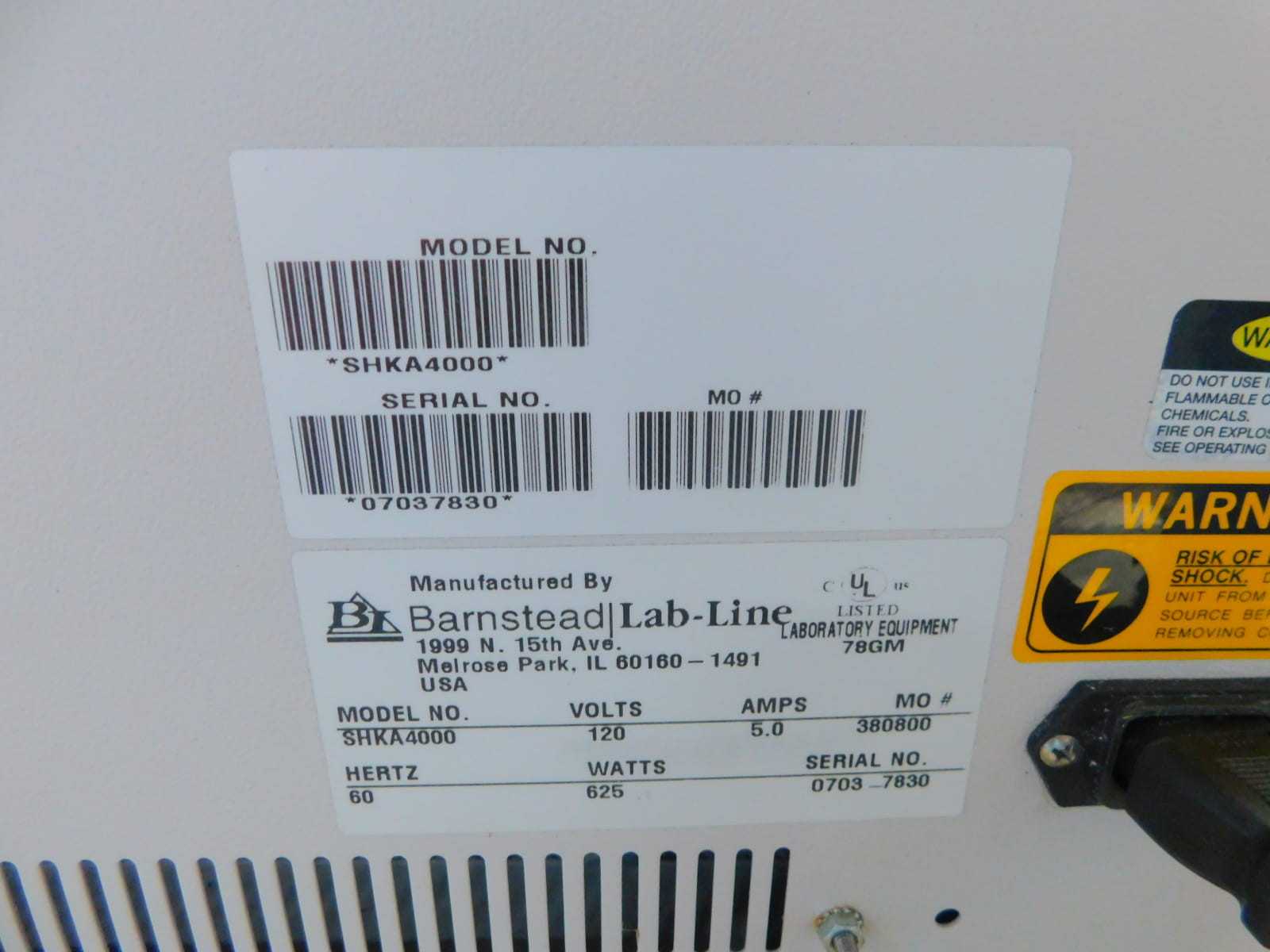 Barnstead 4000 SHKA400 Incubator Shaker, 40-400 RPM, 18x18 Platform, 120V - LAB & SCIENTIFIC