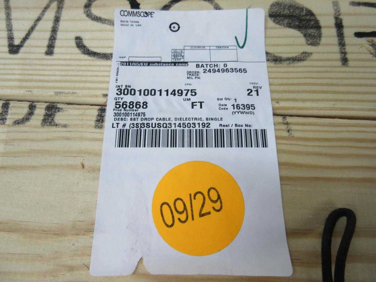 300100114975 1270 FT SINGLE MODE SST DROP FIBER OPTIC CABLE 1 FIBER REV 21 T101271 - FIBER OPTIC CABLE