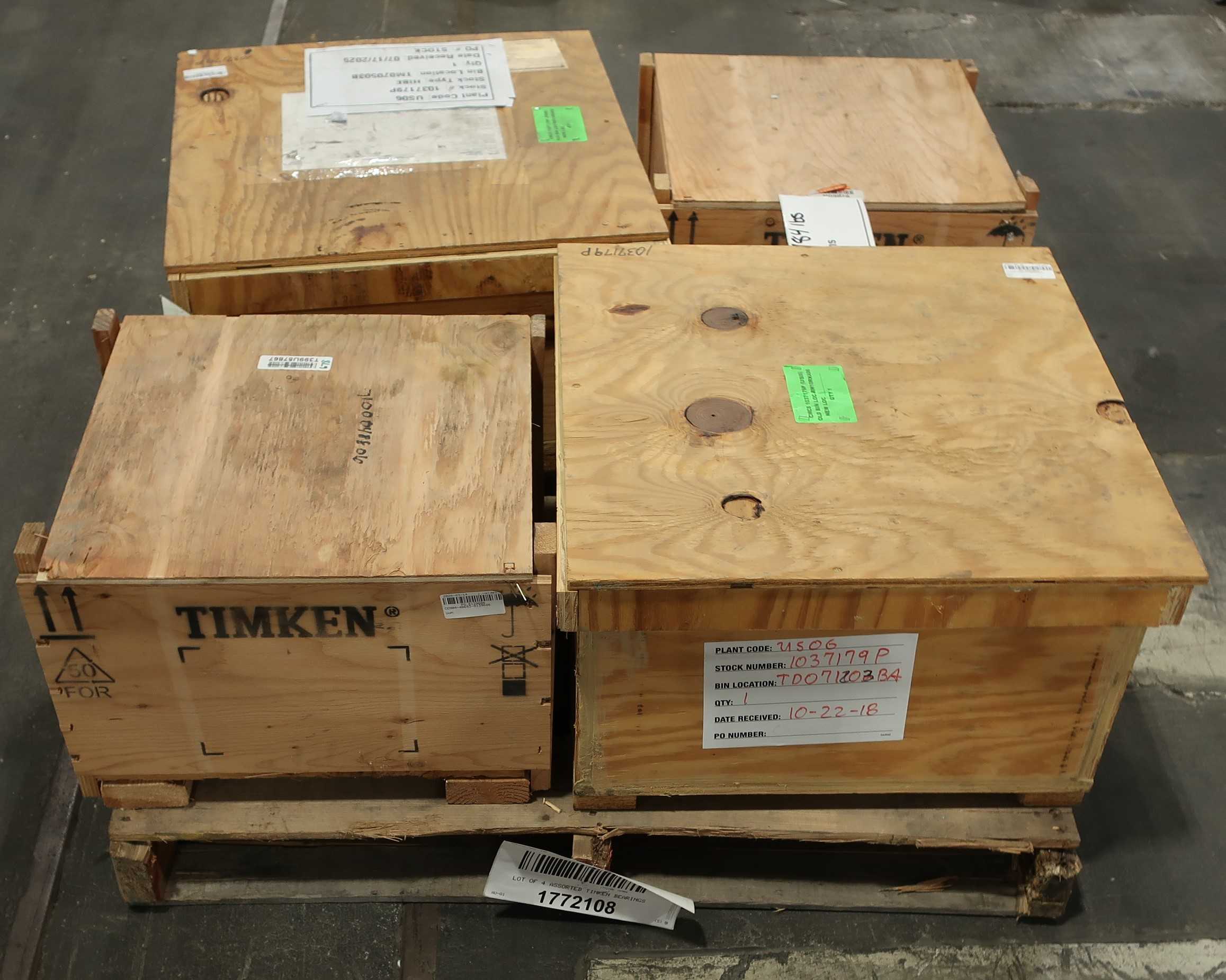 SKU 1772108 - LOT OF 4 TIMKEN BEARINGS - BEARINGS