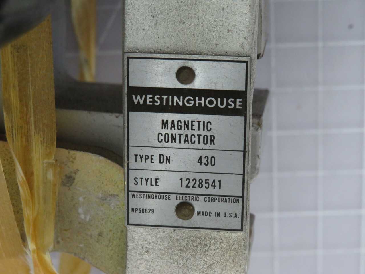 WESTINGHOUSE DN430 STYPE 1228541 MAGNETIC CONTACTOR NP50629 T173249 - CONTACTORS