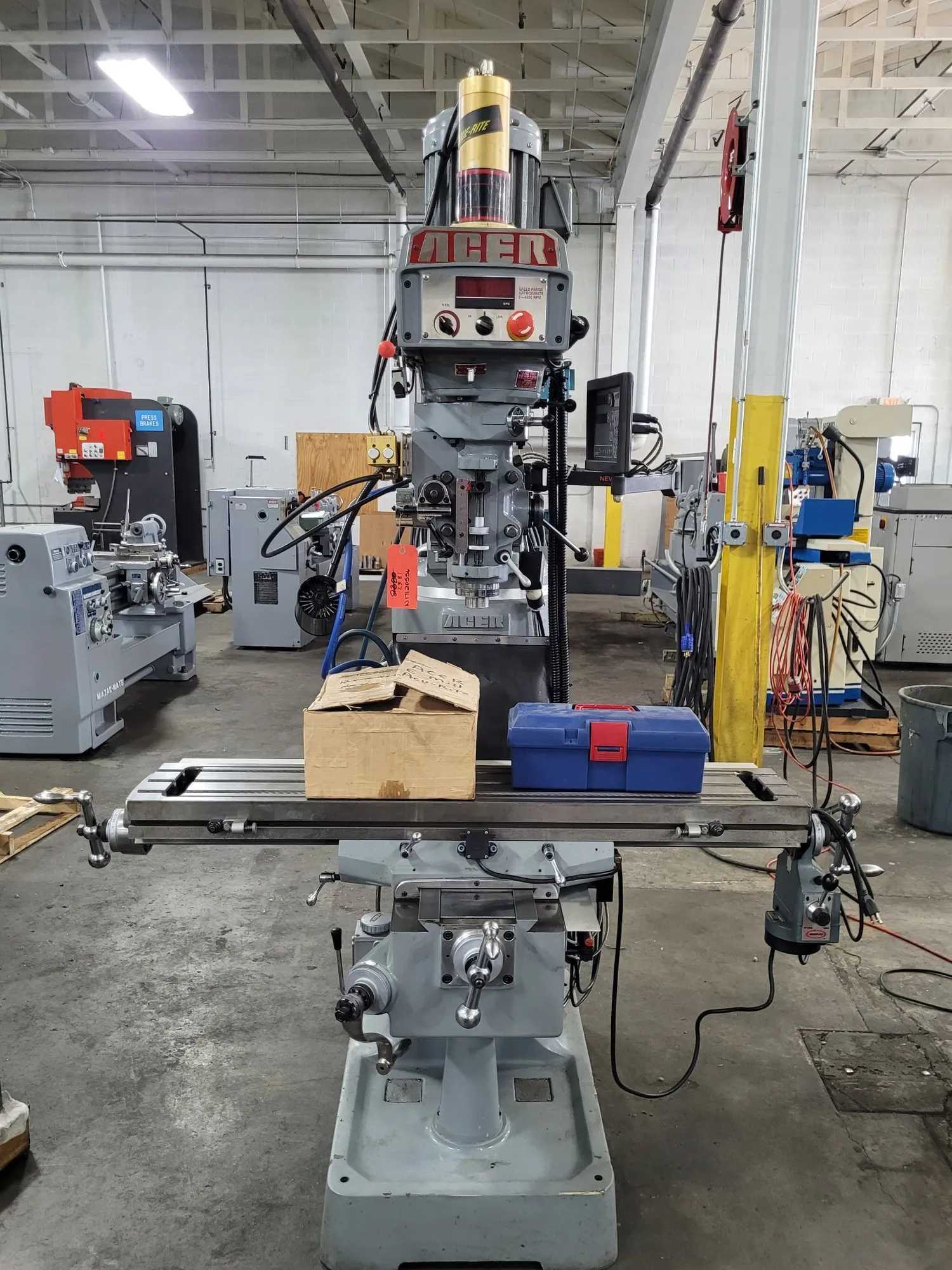 2017 ACER E-MILL 3VS-II VERTICAL MILL, 3HP, 9X49 TABLE, R8, 4500 RPM, DP700 DRO, DRAWBAR - VERTICAL MILLING MACHINES