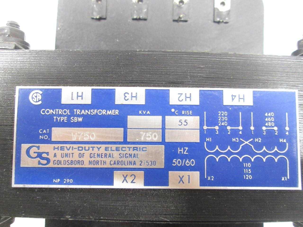 GS Hevi-Duty .750 kVA Transformer T59996 for Industrial Applications - CONTROL TRANSFORMERS