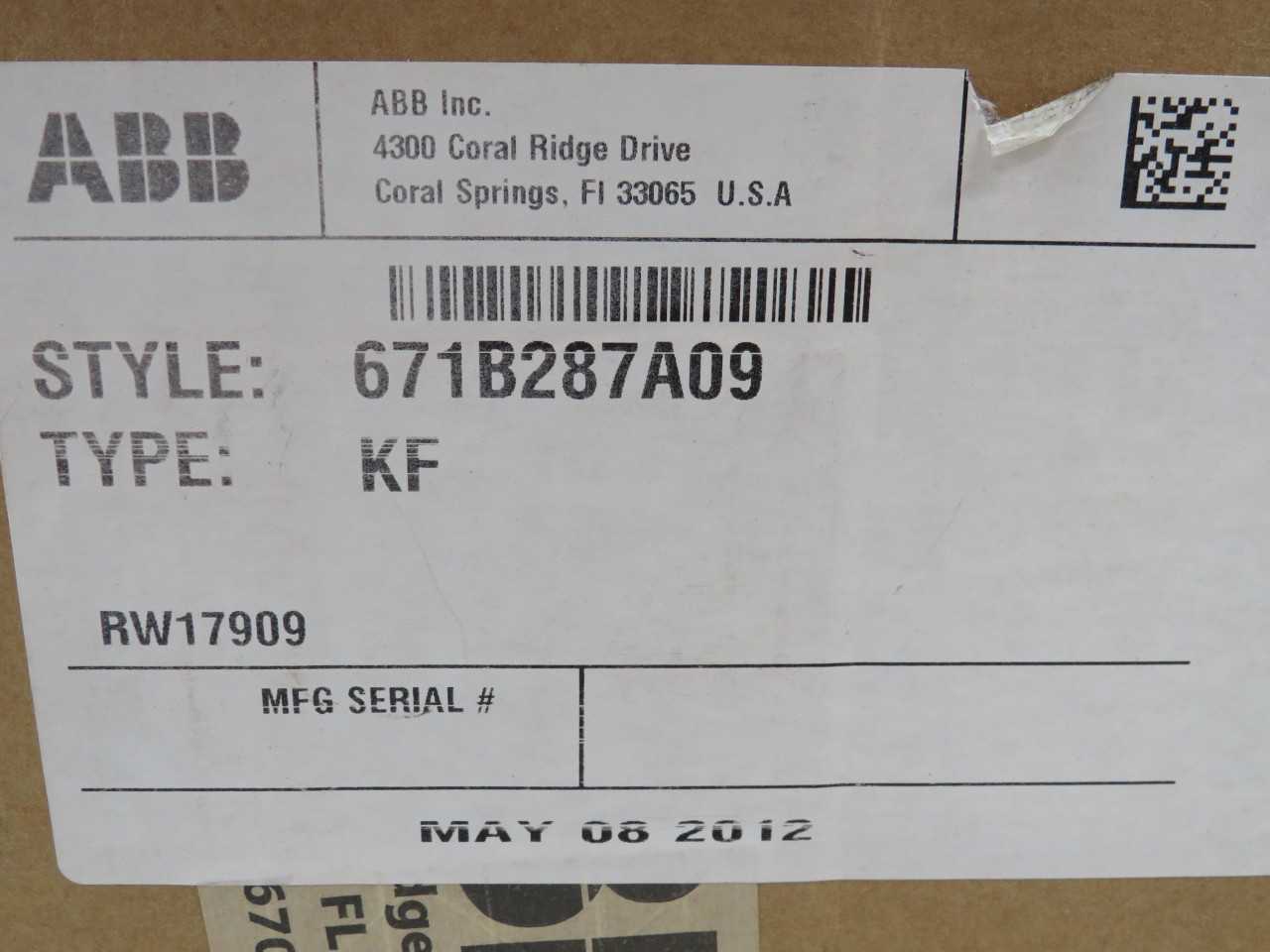 ABB 671B287A09 TYPE KF HIGH SPEED UNDER FREQUENCY RELAY T161823 - PROTECTION RELAY