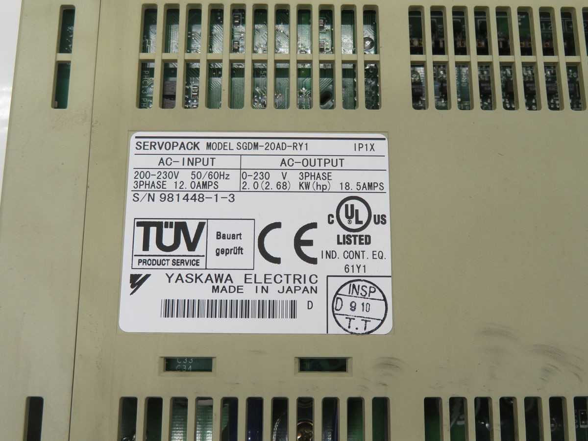 YASKAWA SGDM-20AD-RY1 SERVOPACK SERVO DRIVE T246649 - SERVO