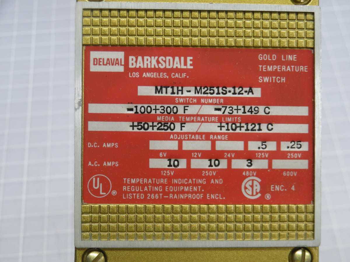 BARKSDALE MT1H-M251S-12-A TEMPERATURE SWITCH T241697 - TEMPERATURE CONTROL COMPONENTS