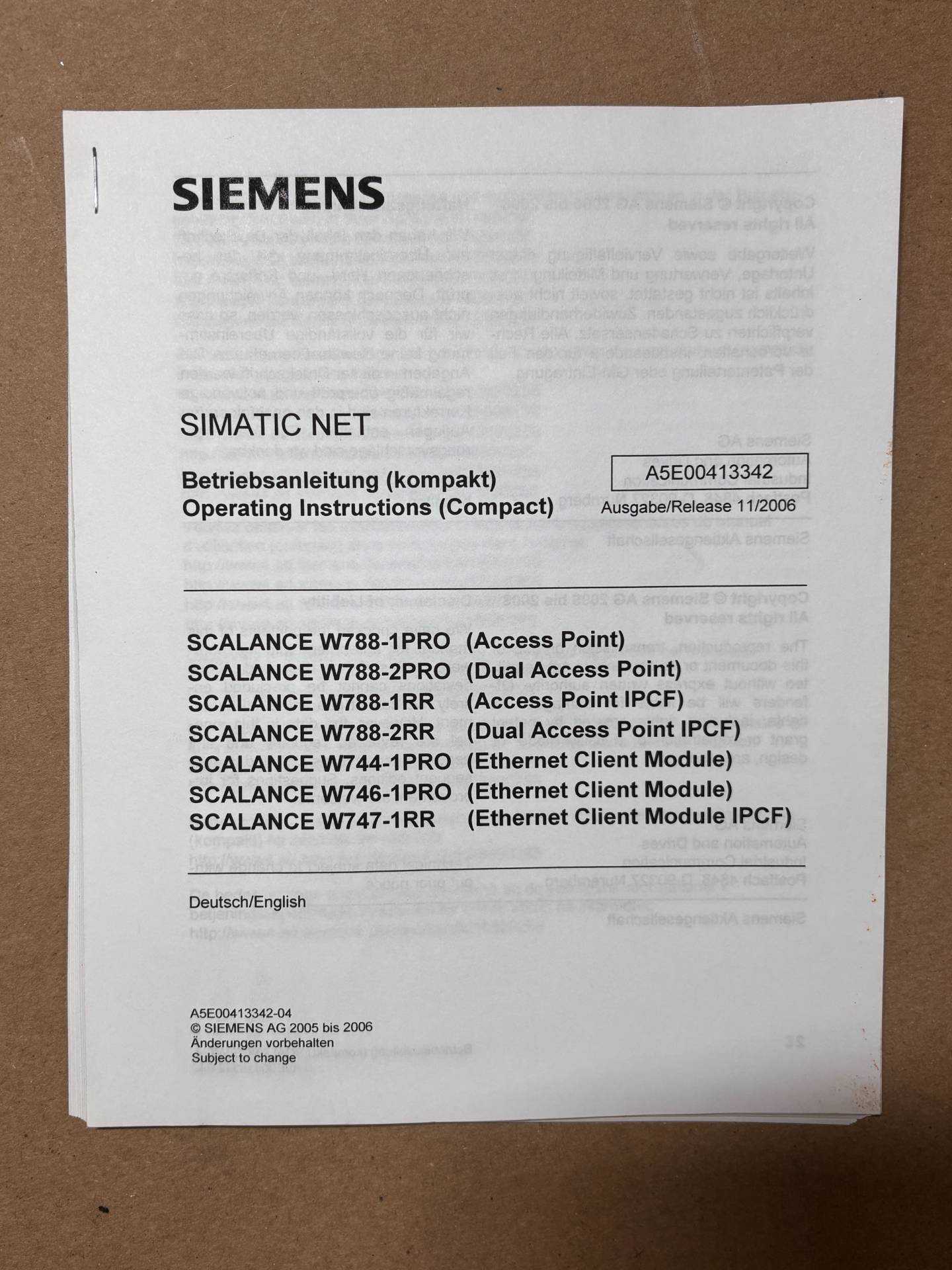 SIEMENS SCALANCE W788-1PRO SIMATIC NET IWLAN ACCESS POINT - PLC MODULES