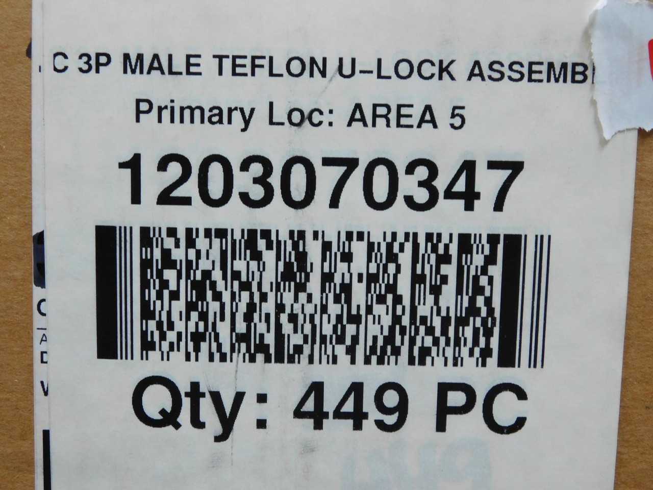 LOT OF 400 1203070347 C 3P MALE TEFLON U-LOCK ASSEMBLY T138644 - ELECTRICAL COMPONENTS
