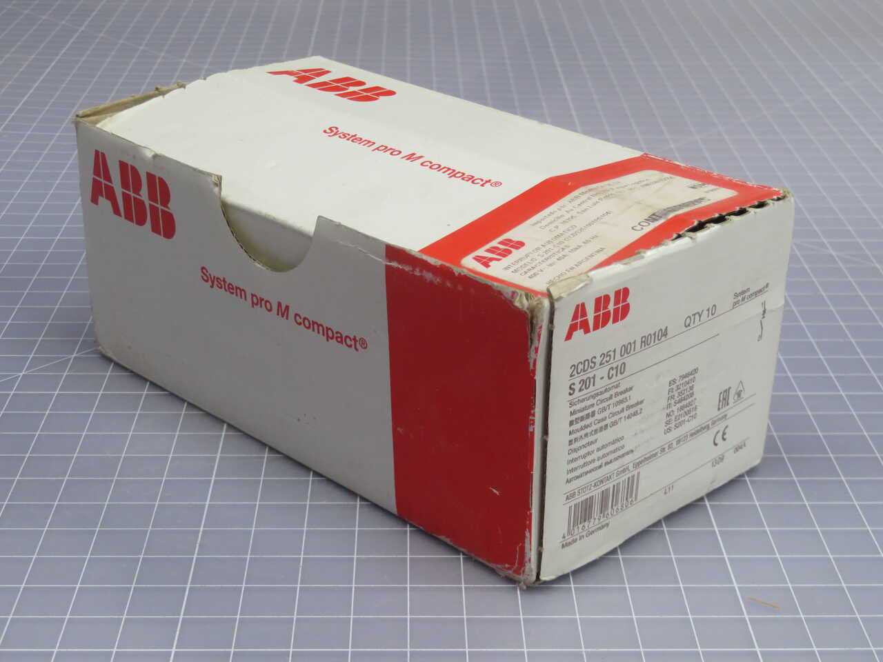 LOT OF 10 ABB 2CDS 251 001 R0104 S201-C10 CIRCUIT BREAKER T272229 - CIRCUIT BREAKERS