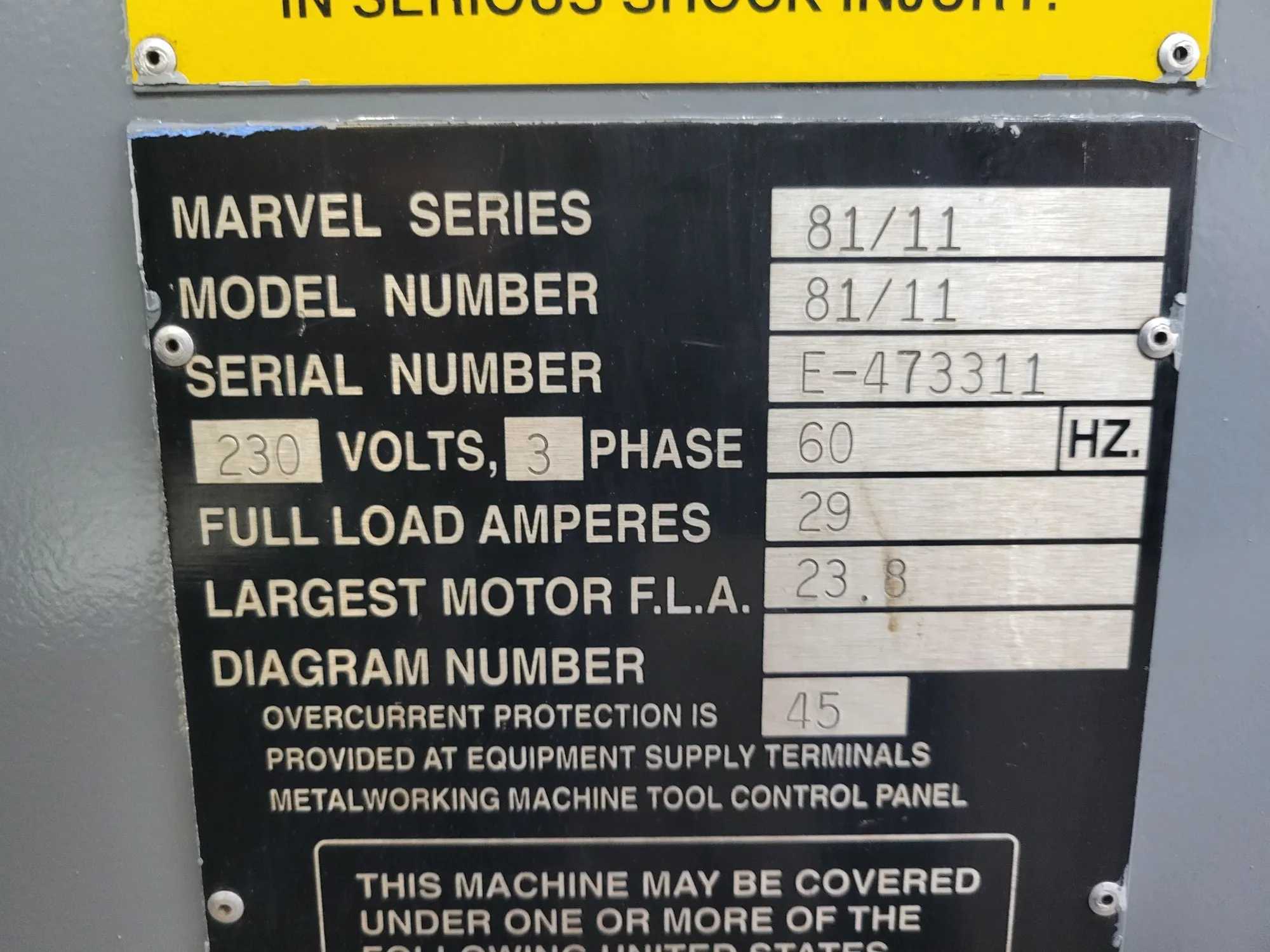 2003 Marvel 81-11 Vertical Tilt Frame Saws - Reliable Precision Cutting - VERTICAL BAND SAWS