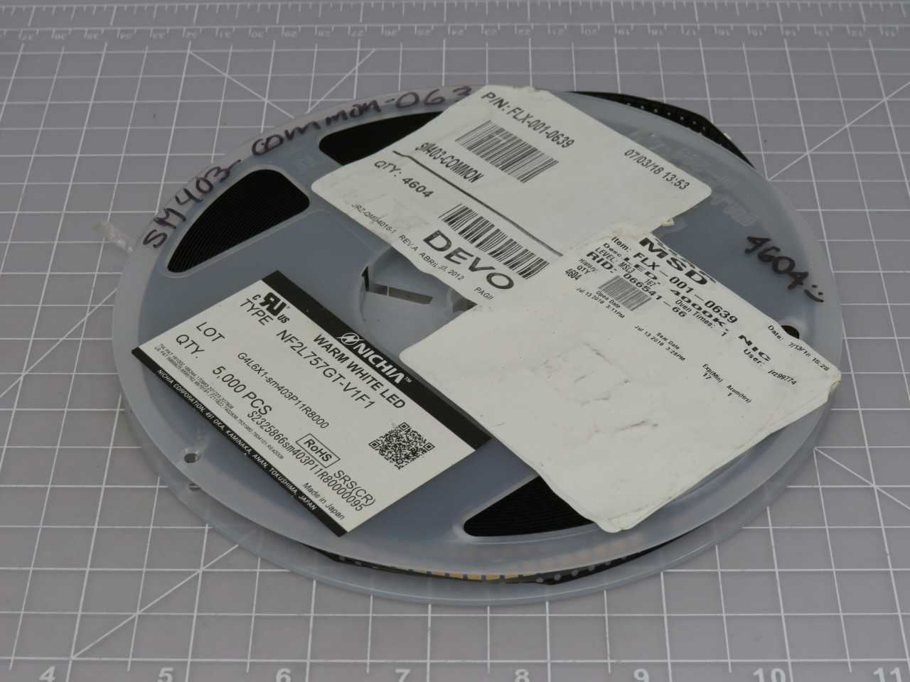 LOT OF 4400 NICHIA FLX-001-0639 NFL2L757GT-V1F1 MID POWER WARM WHITE LED CHIP WITH DATA SHEET T17146 - LIGHTING