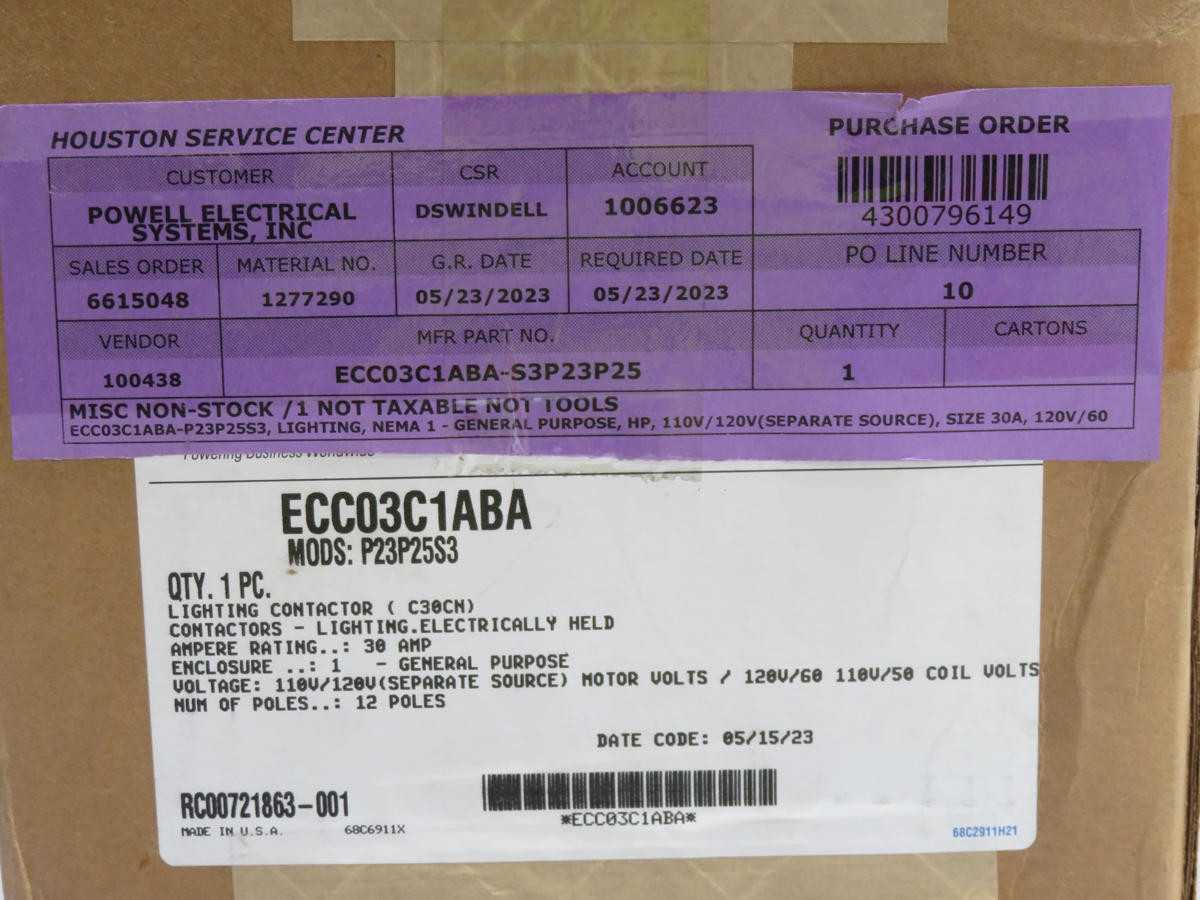 EATON ECC03C1ABA - S3P23P25 LIGHTING CONTACTOR (C30CM) T214760 - CONTACTORS