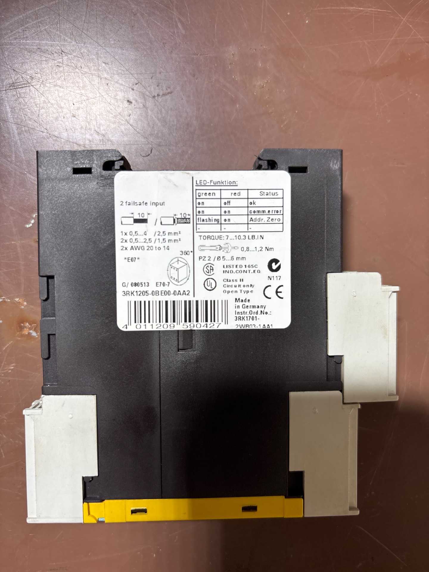 SIEMENS 3RK1205-0BE00-0AA2 SAFETY MODULE AS-INTERFACE - PLC MODULES
