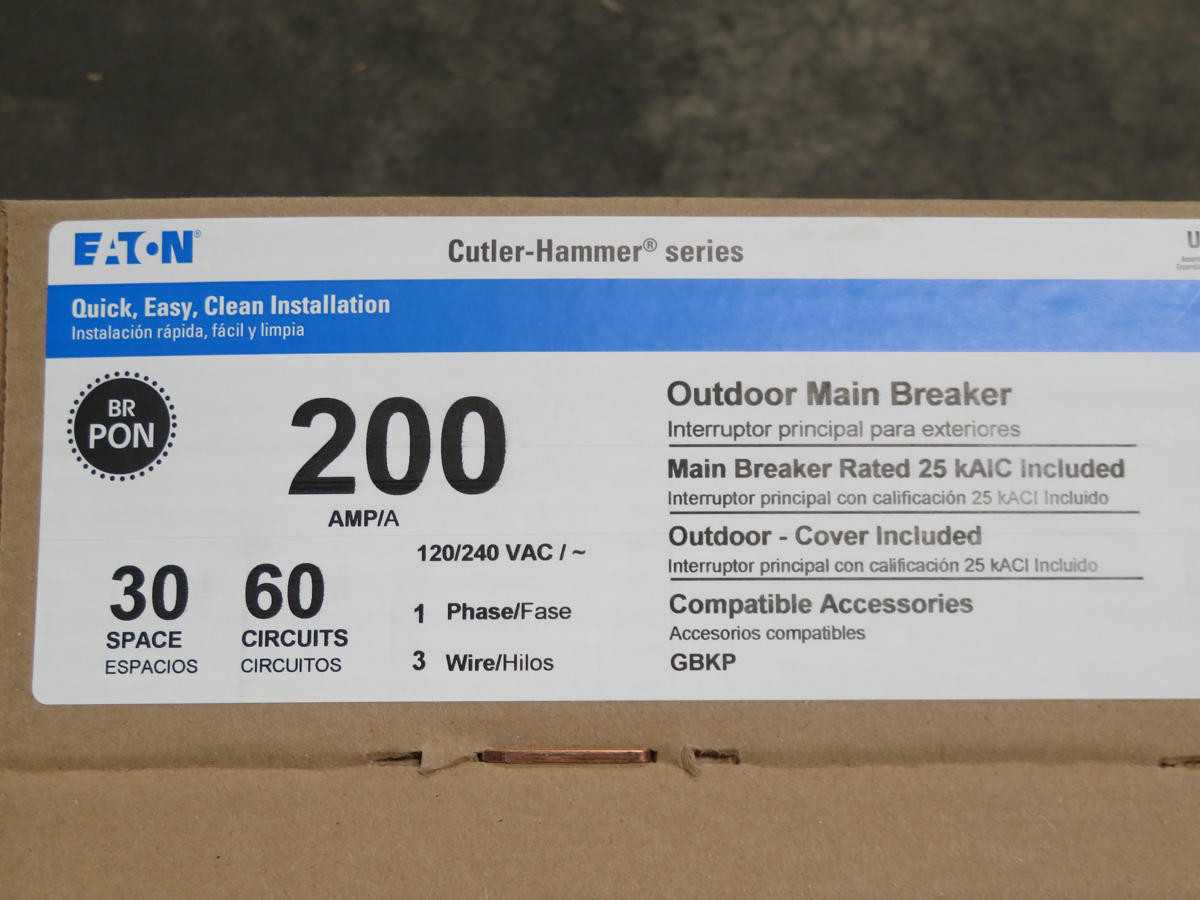 EATON BRP30B200R OUTDOOR MAIN LUG 200 AMP 30 SPACE 60 CIRCUITS W MAIN BREAKER - CIRCUIT BREAKERS