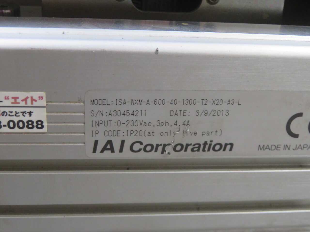 IAI ISA-WXM-A-600-40-1300-T2-X20-A3-L Actuator 600W 1300mm Stroke - SERVO