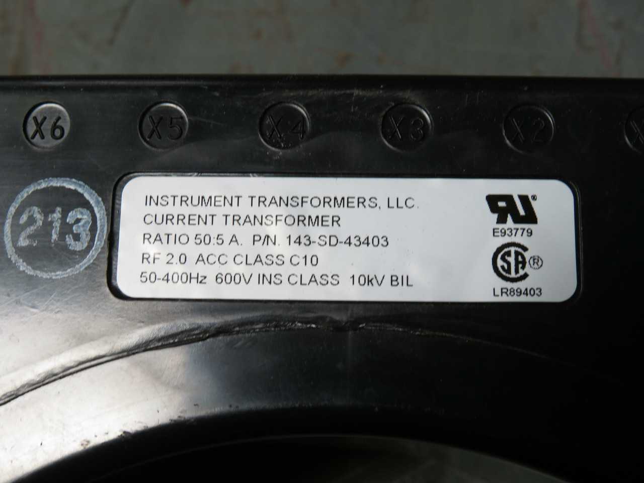 INSTRUMENTS TRANSFORMER 143-SD-43403 CURRENT TRANSFORMER 50:5A T173247 - POWER TRANSFORMERS